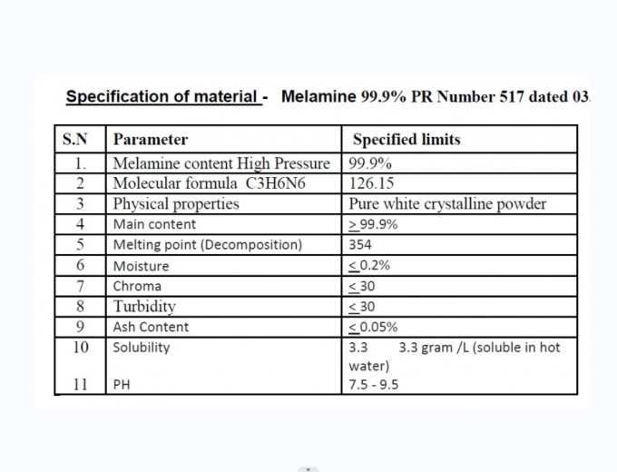 Polvo blanco de la resina de melamina 99,8% de MSDS para el vajilla 0