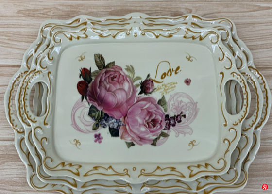 Un buen precio. Plástico de la categoría alimenticia bandeja de la porción de la melamina de 15 pulgadas con la manija en línea