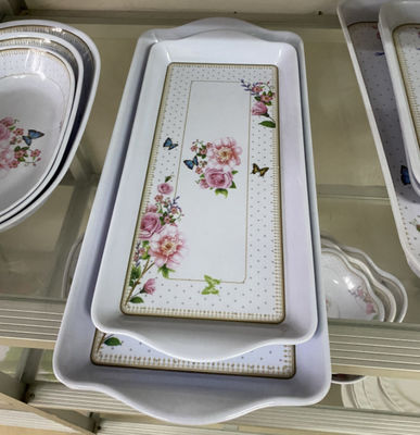 Un buen precio. Diseño personalizado Grosero Rundutech Calidad superior 100% bandeja de melamina bandejas de servicio de melamina en línea
