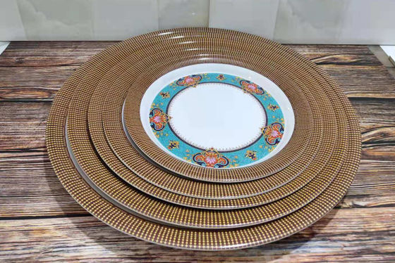 Diseño de flores azules libres de BPA 12pcs Platos y cuencos Melamina Confecciones de campamento Lavadora de platos