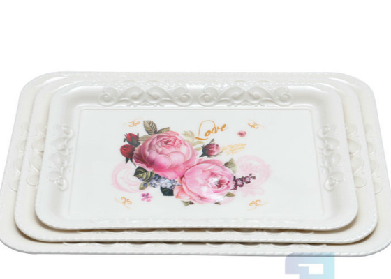 Un buen precio. Diseño floral amistoso de Eco bandejas plásticas de la porción de la melamina de 12,5 pulgadas en línea