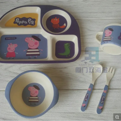 Un buen precio. Vajilla de bambú de la fibra de los niños adorables fijado para los niños en línea
