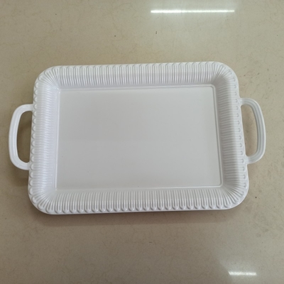 Un buen precio. Melamina blanca irrompible Tray With Handles del rectángulo en línea