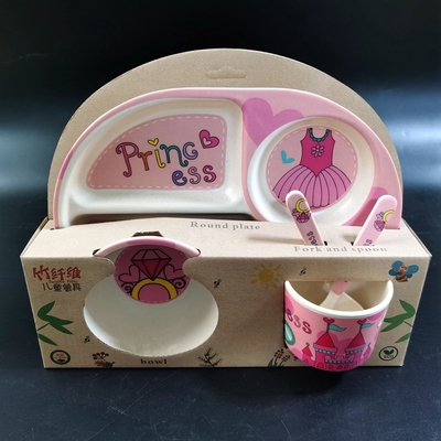 Un buen precio. El vajilla durable de la melamina de la historieta del OEM fija con la cuchara dividida de la taza de la placa en línea